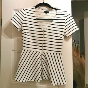 Peplum top with gold zipper